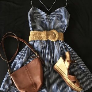 Blue striped American Apparel Skater Dress